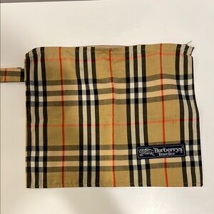 Burberry Tan Black Red Check Travel Toiletry Pouch